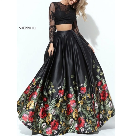 Sherri Hill Dresses & Skirts - sherri hill black floral 2 piece prom dress Sherri Hill Dresses & Skirts - sherri hill black floral 2 piece prom dress